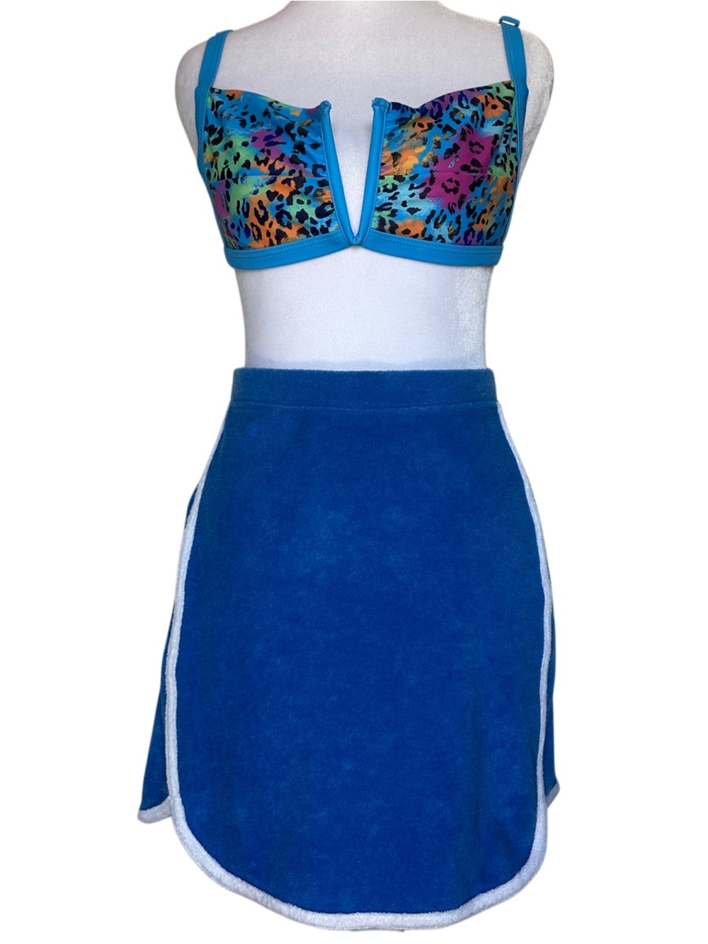 Hollister Blue Terry Mini Skirt with White Trim